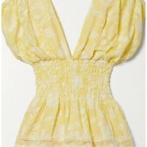 WAIMARI Paloma smocked guipure lace-trimmed embroidered cotton-voile mini dress